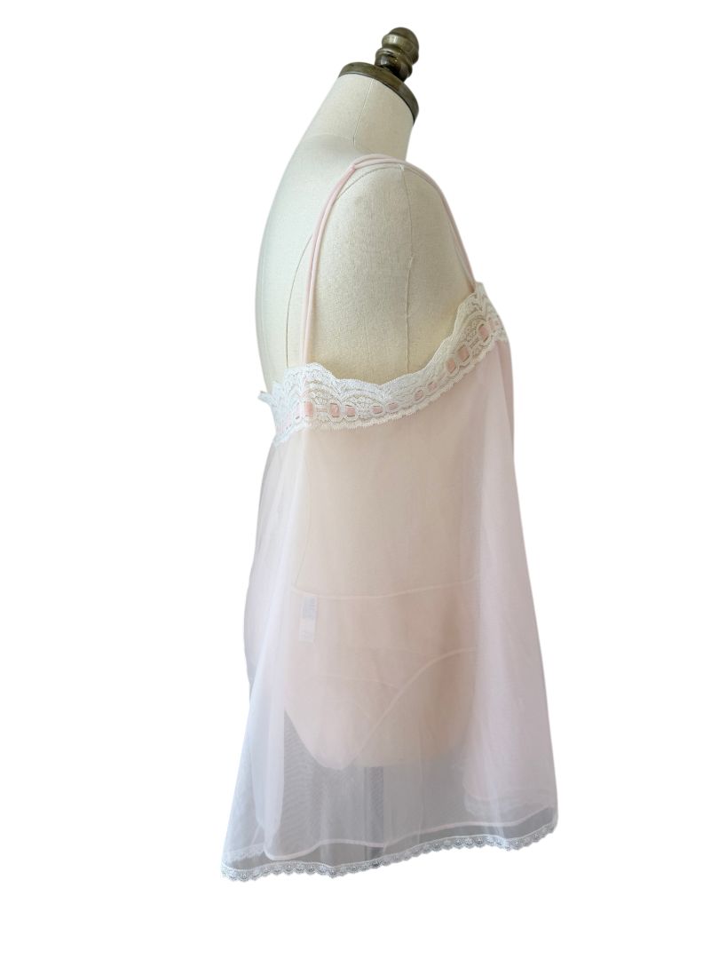 1950s Olga Pink Chiffon Babydoll Peignoir Set (2-Piece)