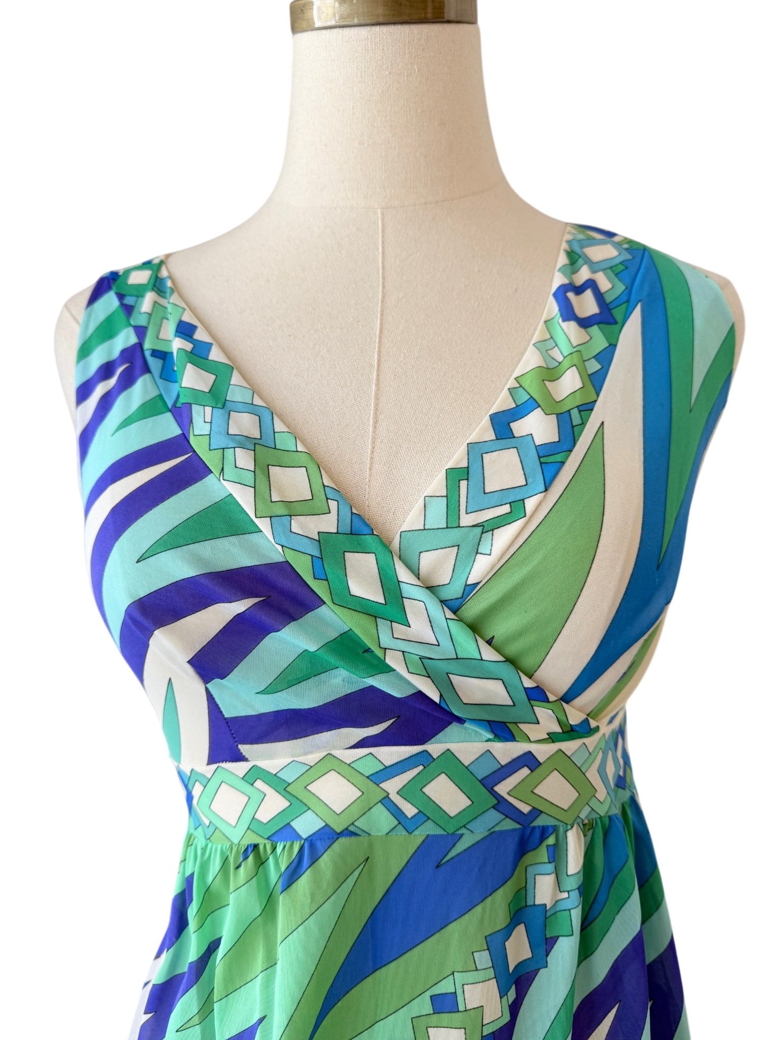 1960s Emilio Pucci for Formfit Rogers Criss-Cross Mod Print Slip Dress