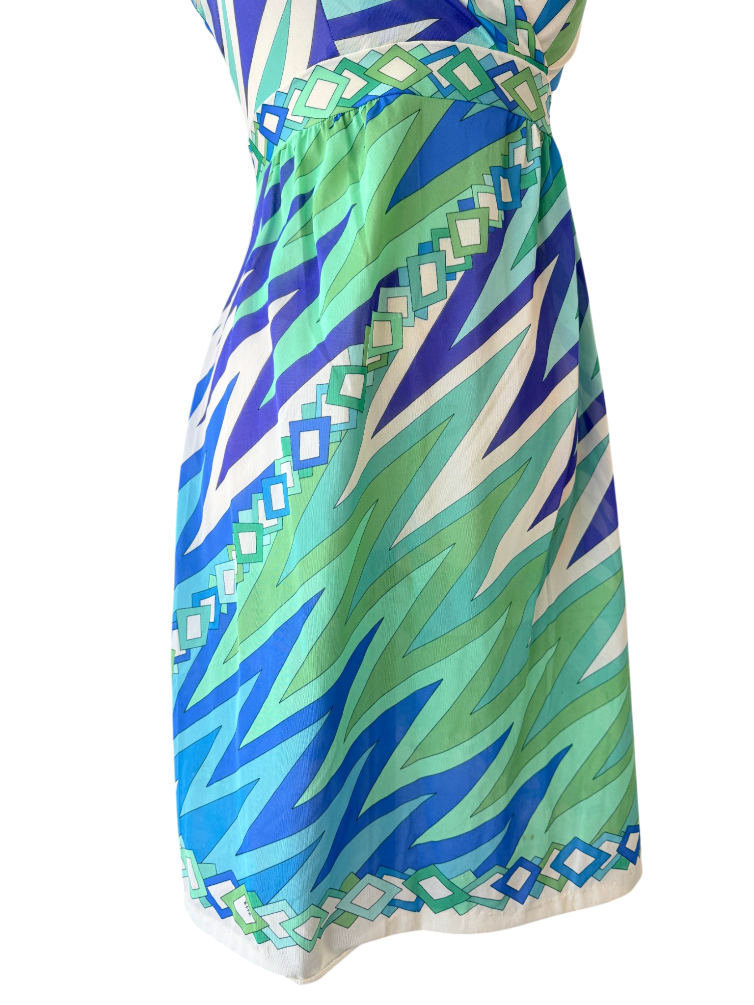 1960s Emilio Pucci for Formfit Rogers Criss-Cross Mod Print Slip Dress