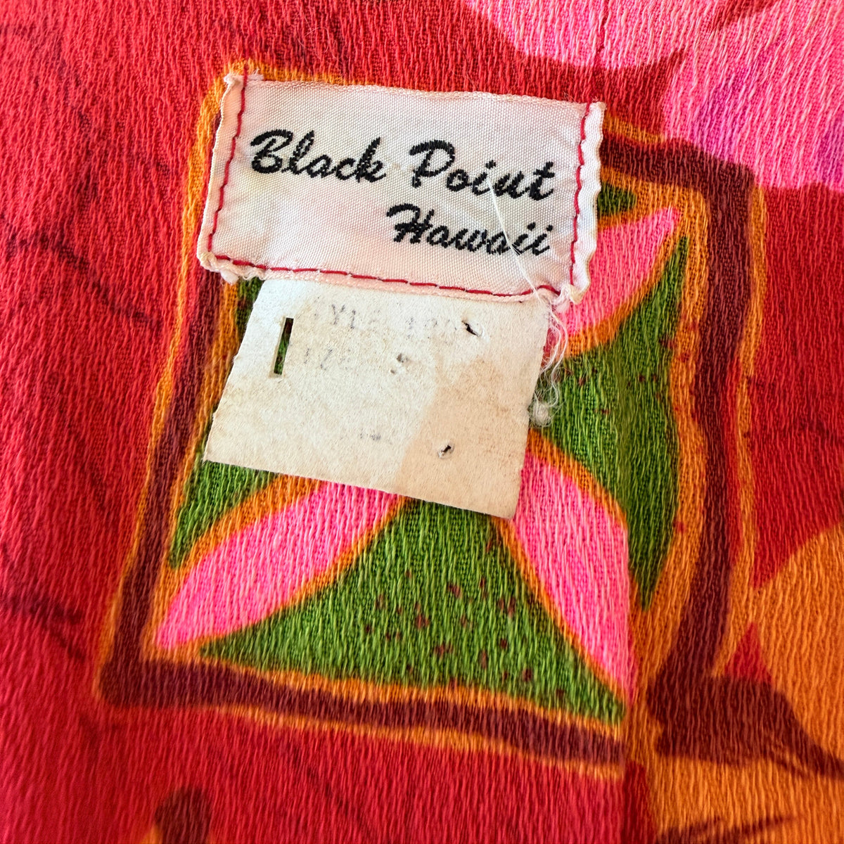 1960s Black Point Hawaii Tropical Print Button-Front Top with Dagger Collar & Ruffle Hem