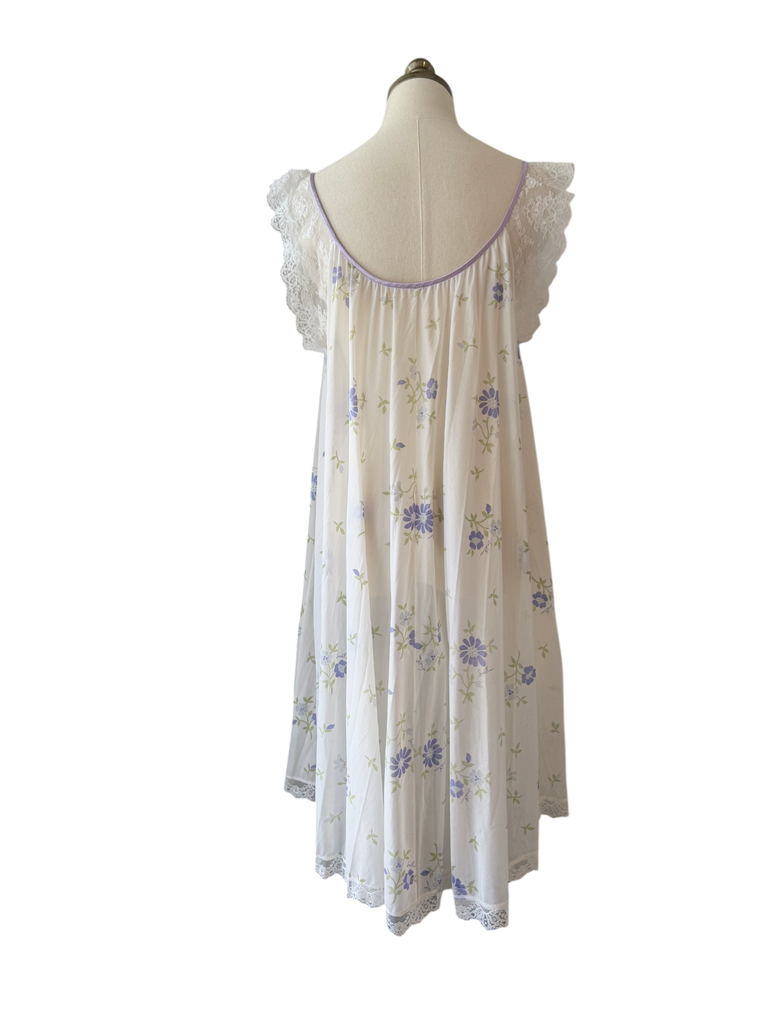 1960s Claire Sandra by Lucie Ann Floral Babydoll Nightgown with Ruffle Shoulders