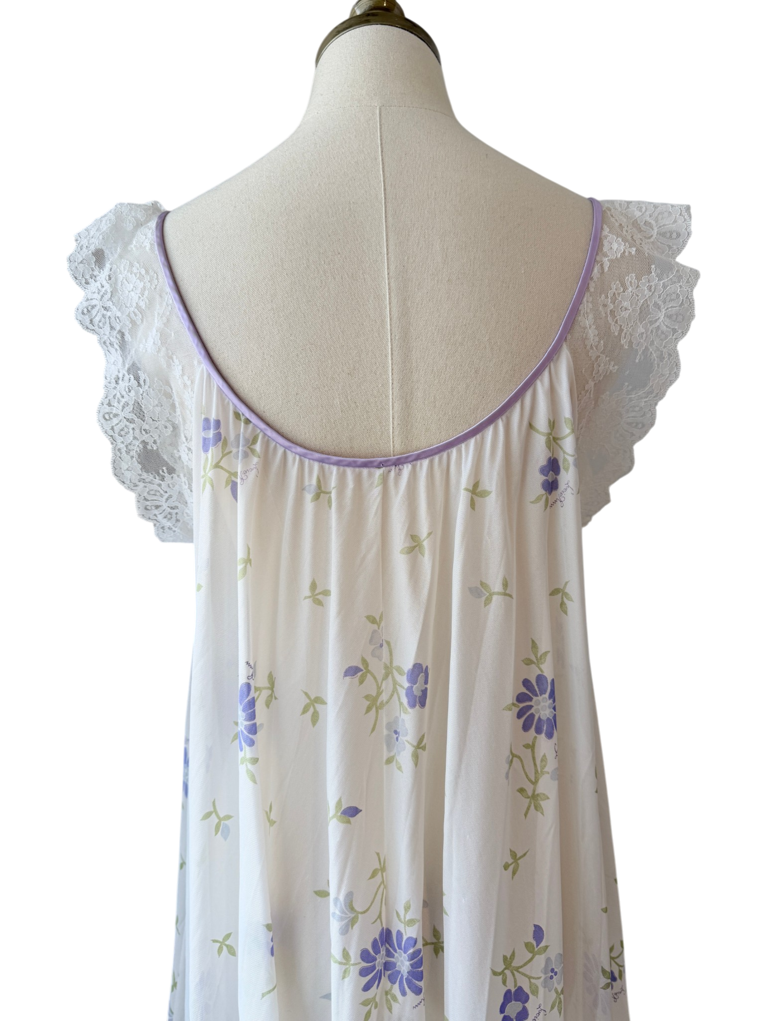 1960s Claire Sandra by Lucie Ann Floral Babydoll Nightgown with Ruffle Shoulders