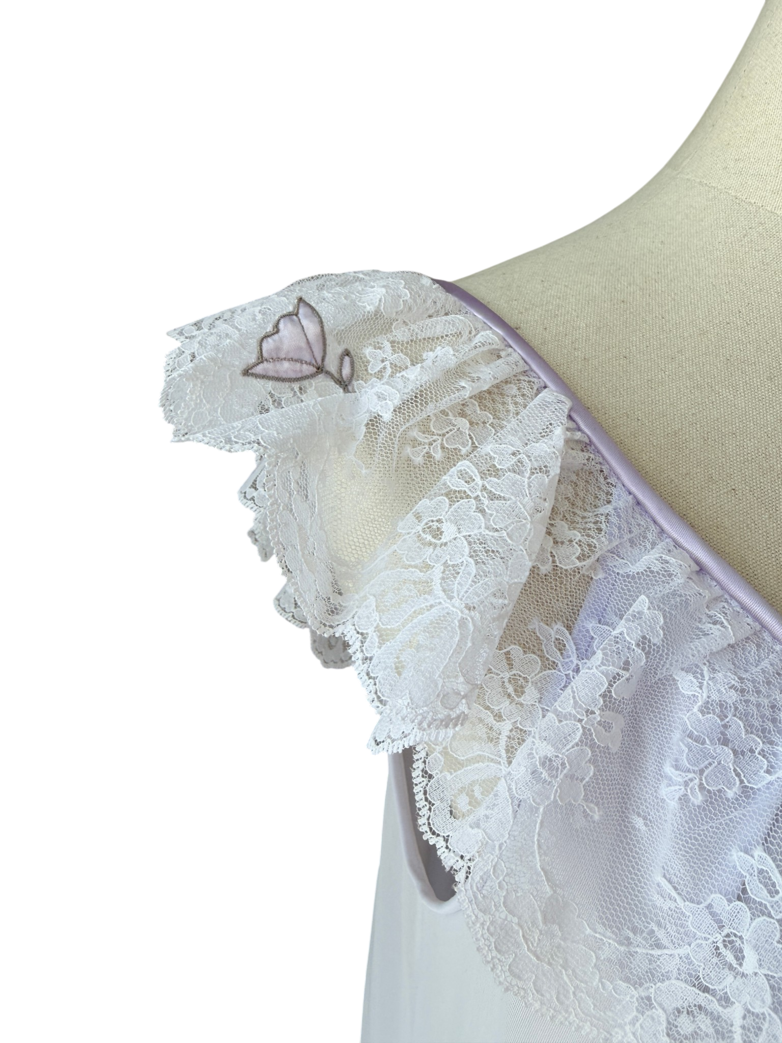 1960s Claire Sandra by Lucie Ann Floral Babydoll Nightgown with Ruffle Shoulders