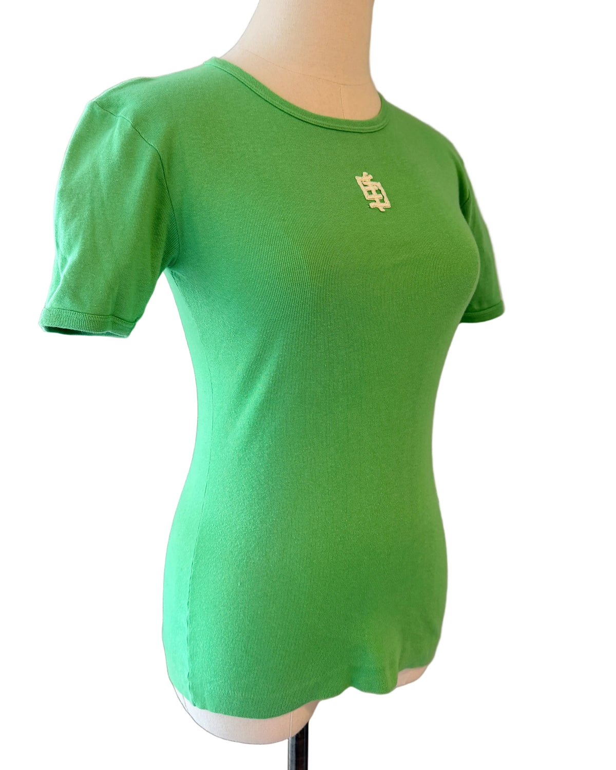 1970s Emilio Pucci Cotton Short-Sleeve Top with Embroidered EP Bamboo Logo