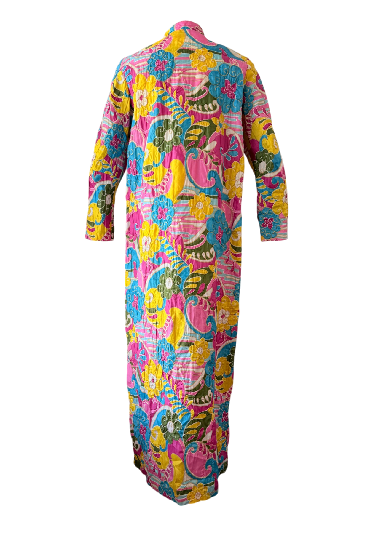 1960s Saks Fifth Avenue Colorful Floral Button-Front House Coat