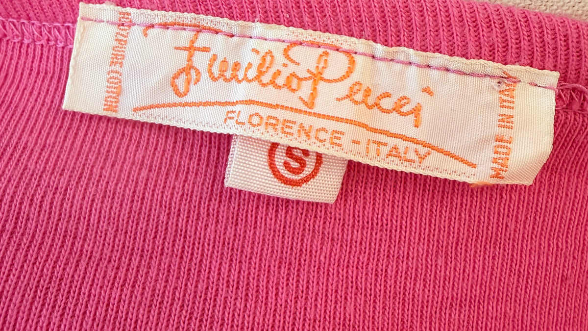 1960s Emilio Pucci Pink Cotton Tee with White Embroidered EP Logo