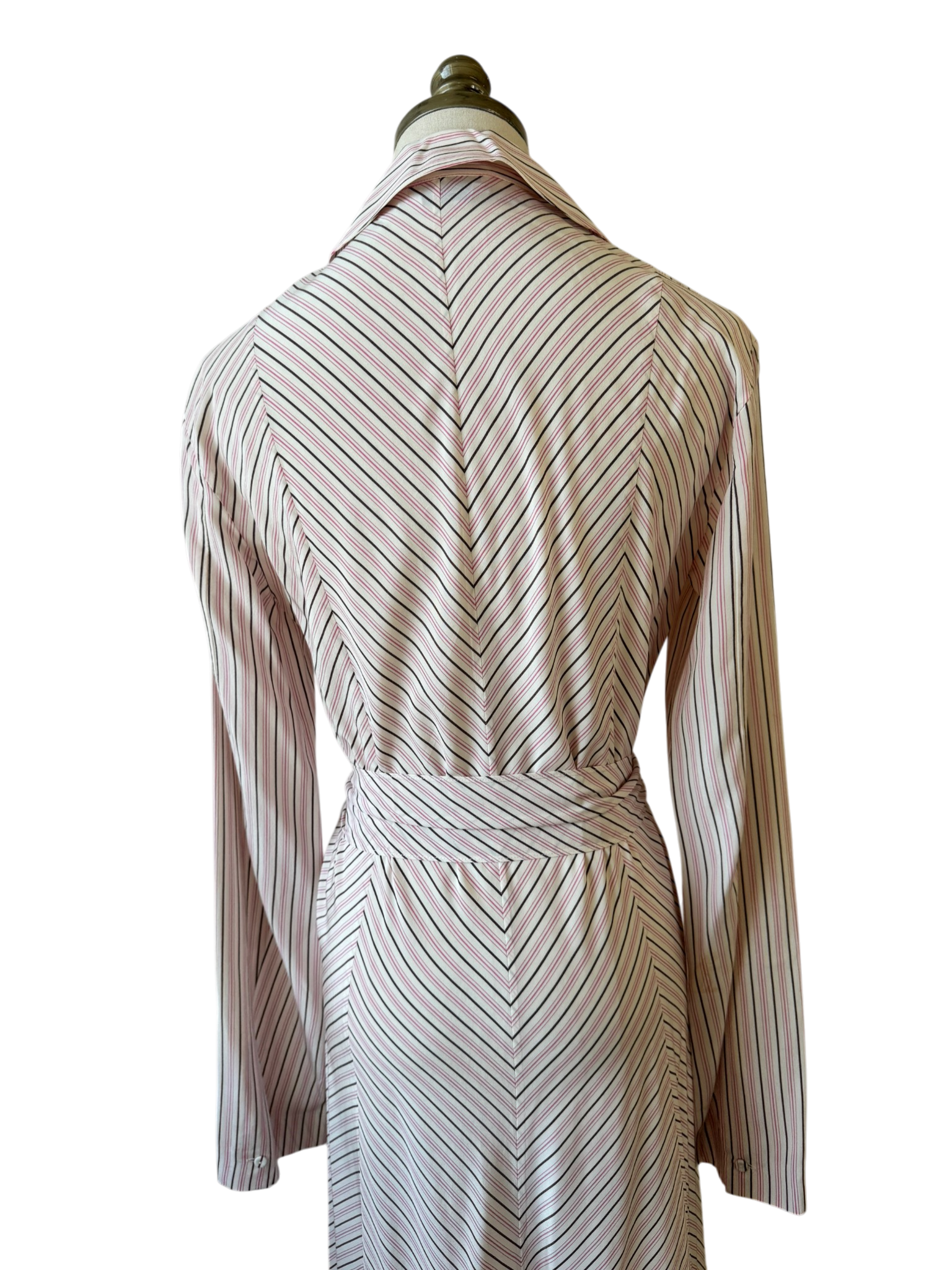 Gabriela Hearst Silk Striped Shirt Dress with Toggle Buttons & Tie Waist
