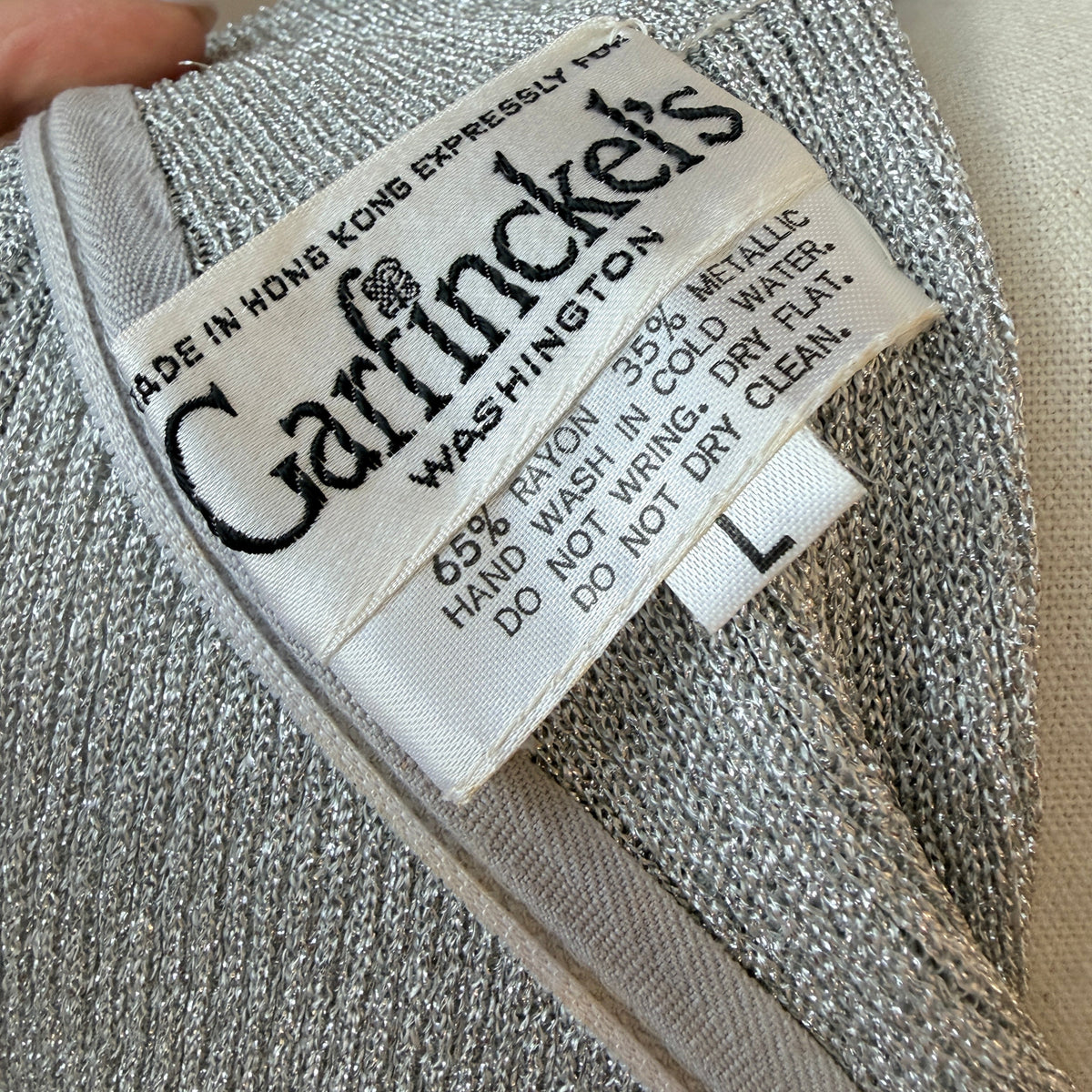1970s Garfinckel’s Silver Lamé Ribbed Turtleneck Tank with Back Zipper