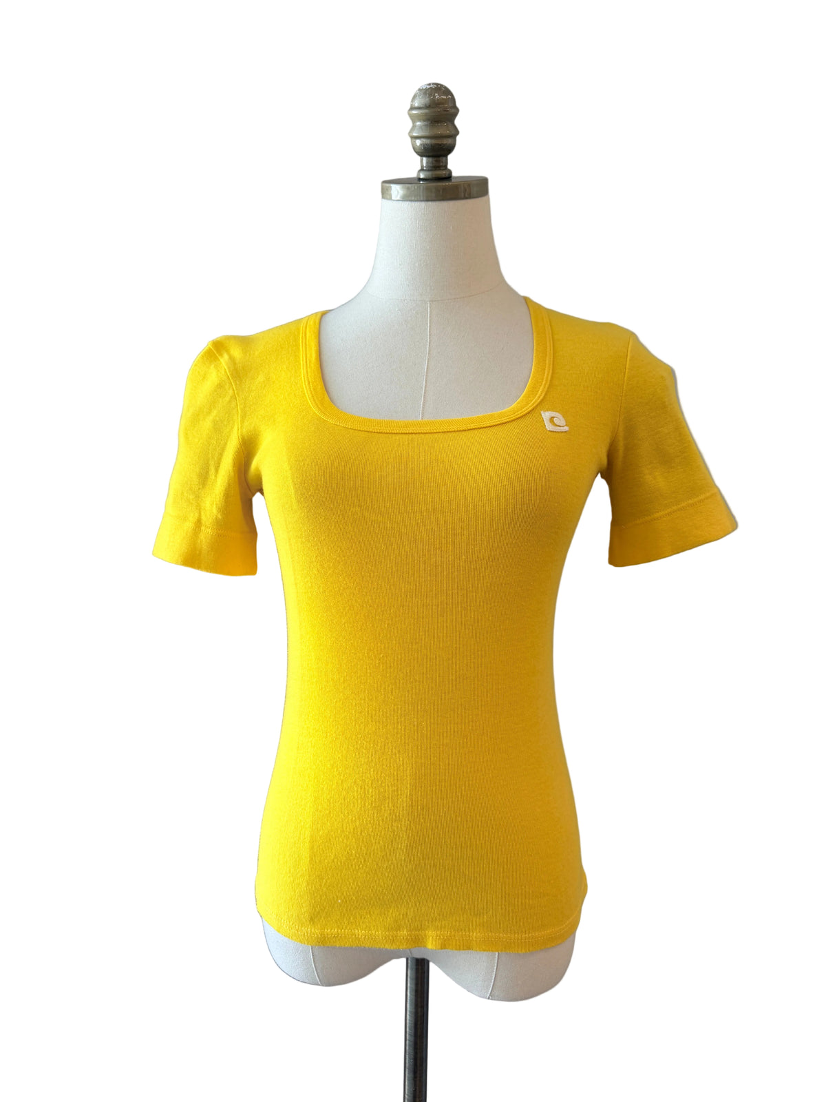 1970s Pierre Cardin Cotton Knit Scoop-Neck Tee with Logo