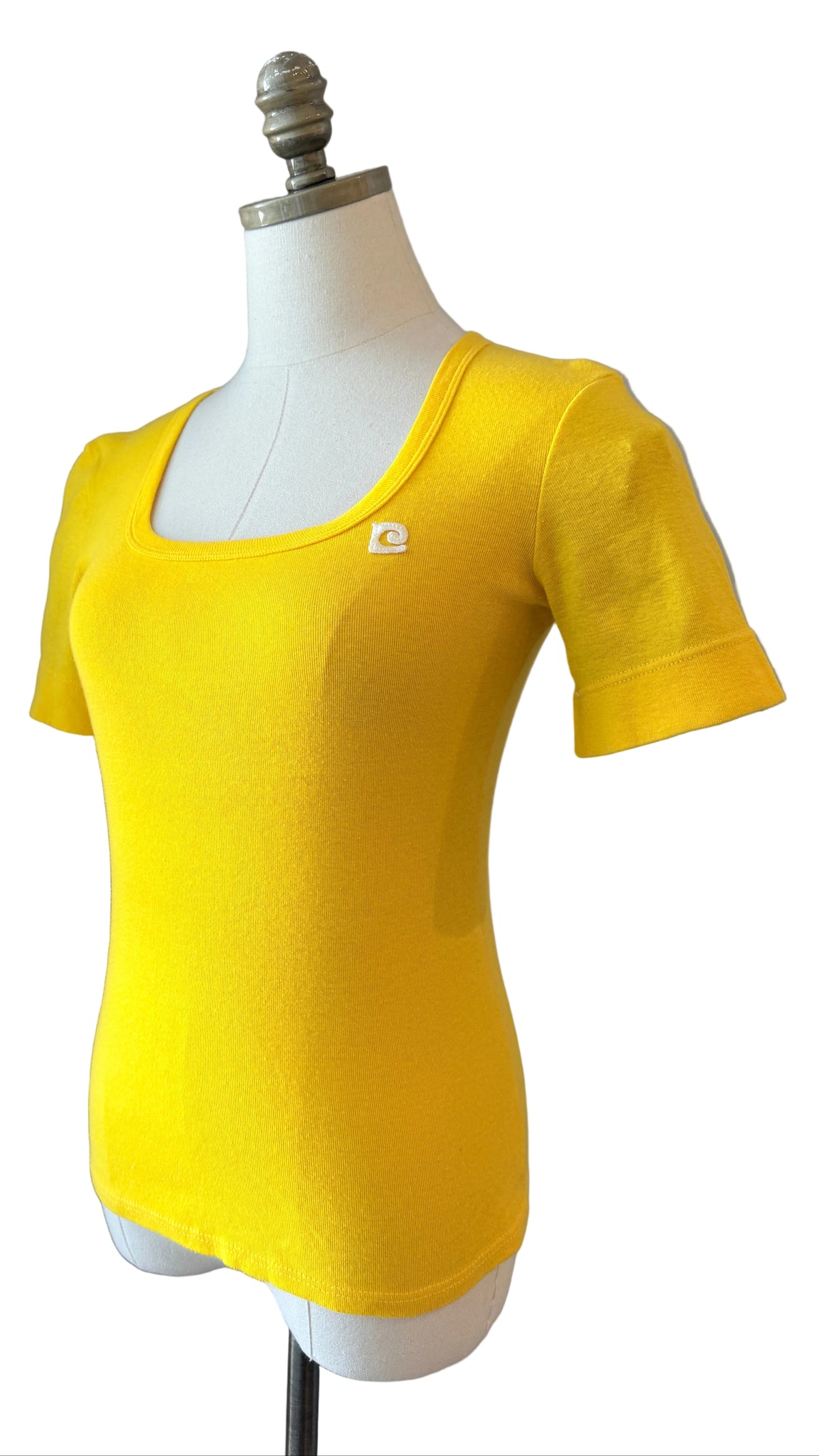1970s Pierre Cardin Cotton Knit Scoop-Neck Tee with Logo