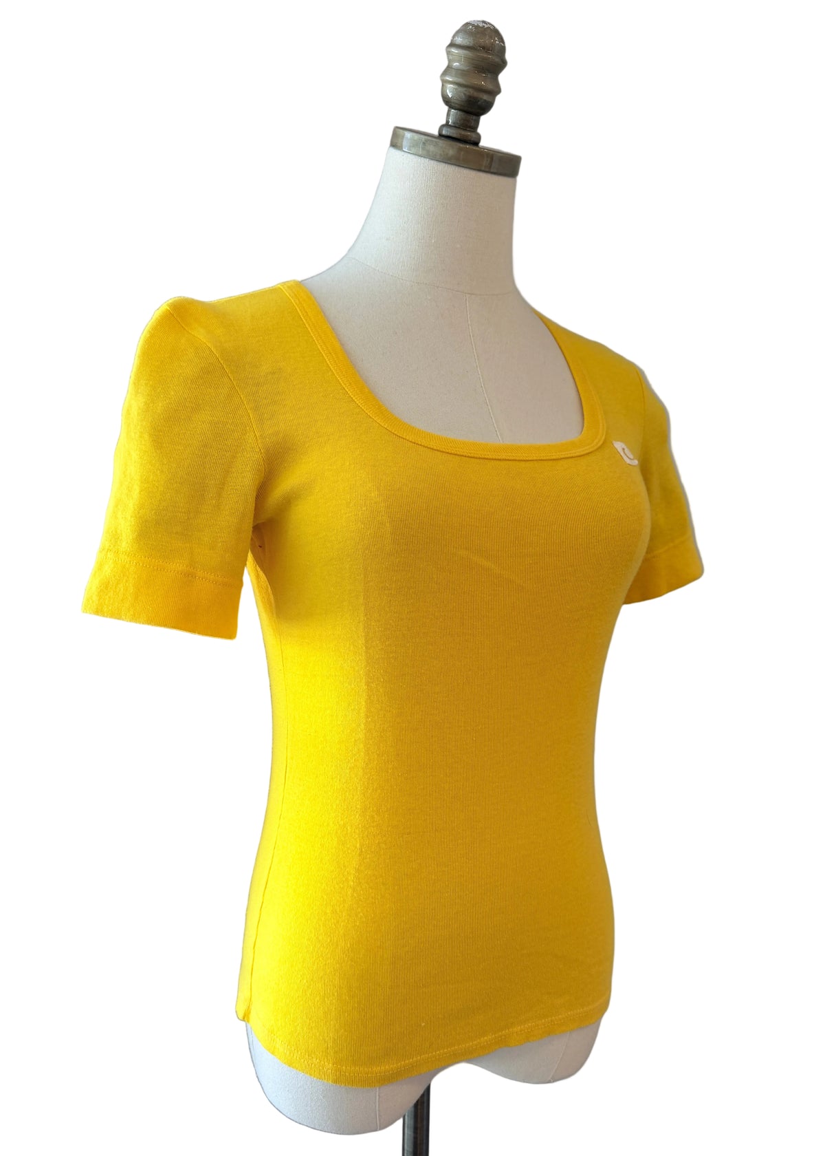 1970s Pierre Cardin Cotton Knit Scoop-Neck Tee with Logo