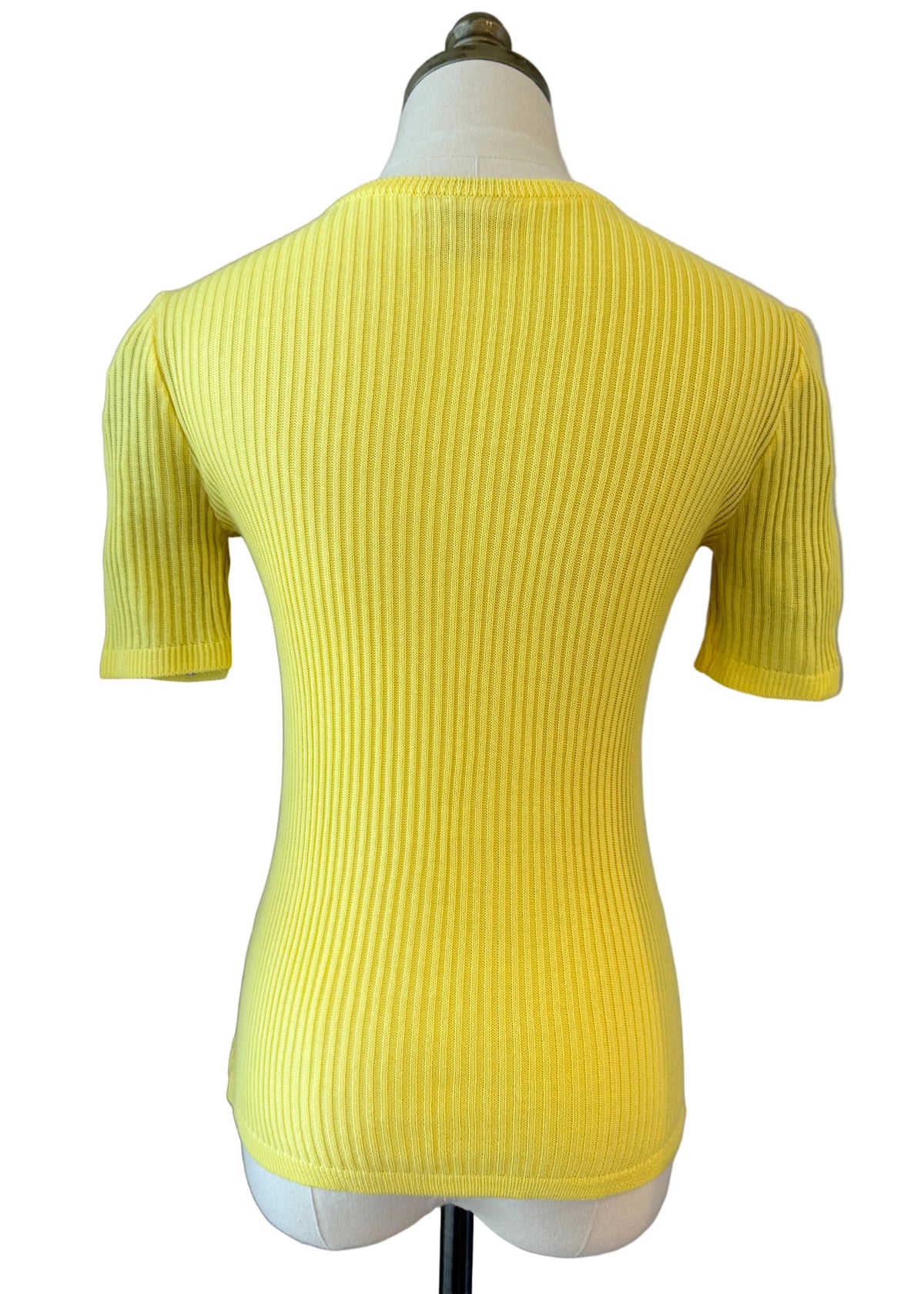 1970s Courrèges Ribbed Short-Sleeve Crew-Neck Tee with Logo