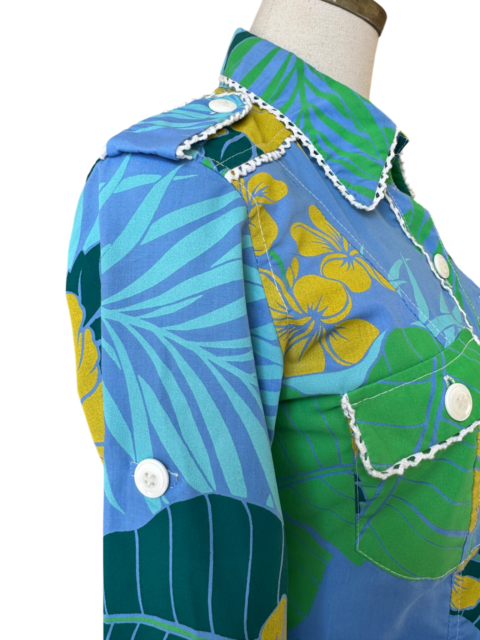 Tracy Feith “Raj” Cotton Tropical Print Mini Shirt Dress