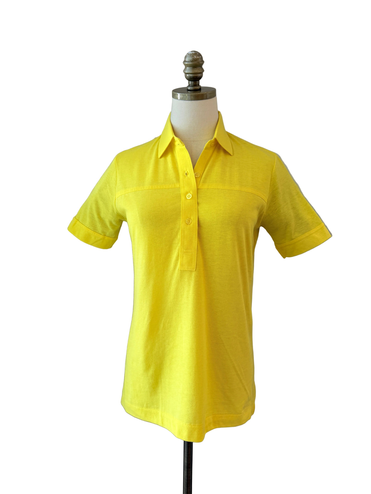 1970s Leon Levin Yellow 3/4 Button-Front Collared T-Shirt