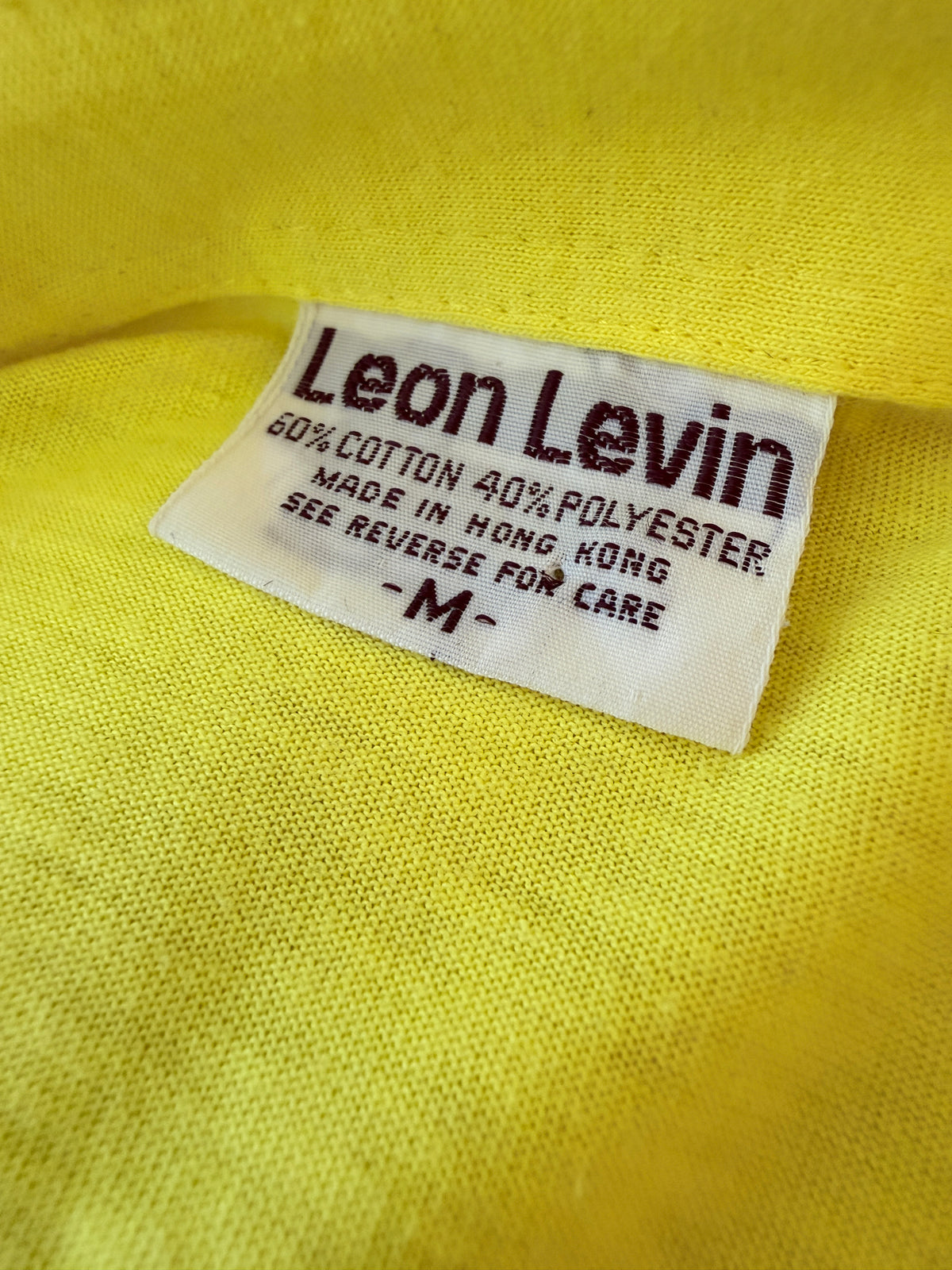 1970s Leon Levin Yellow 3/4 Button-Front Collared T-Shirt