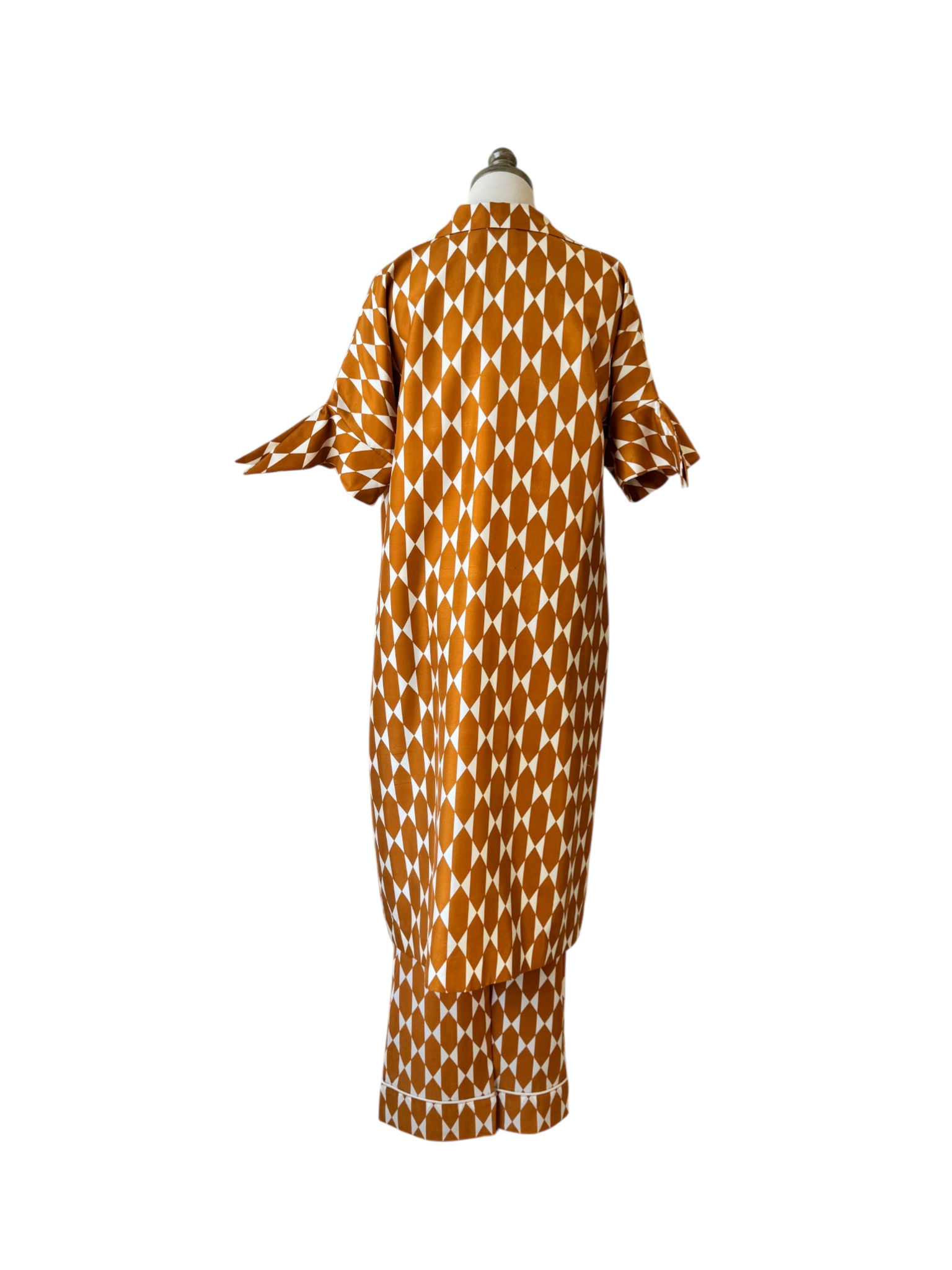 Tory Burch Silk Diamond Print Duster & Pant Set