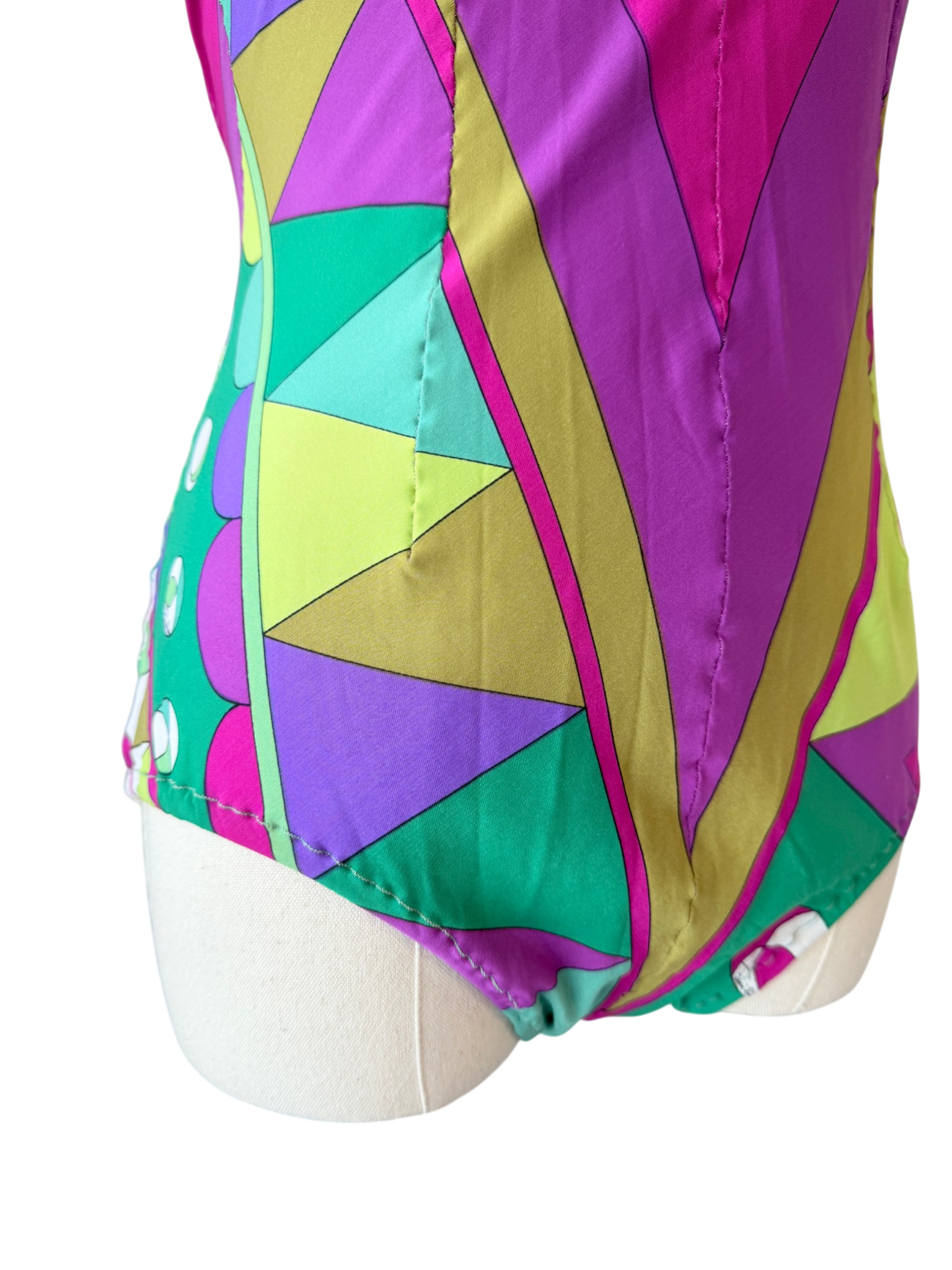 1960s Emilio Pucci Halter One-Piece Mod Print Bathing Suit