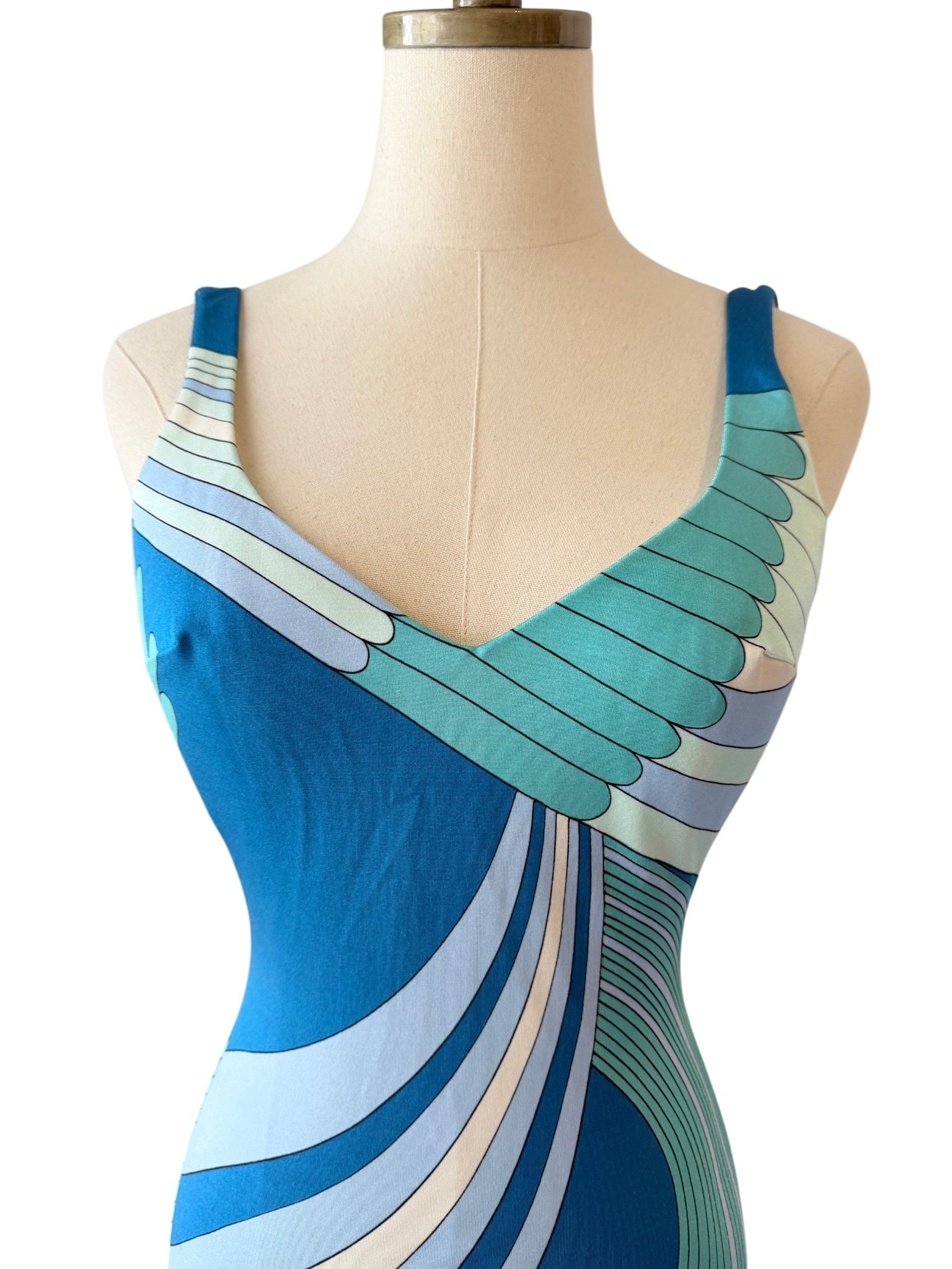 1960s Cole of California geomentric print one piece bathing suit