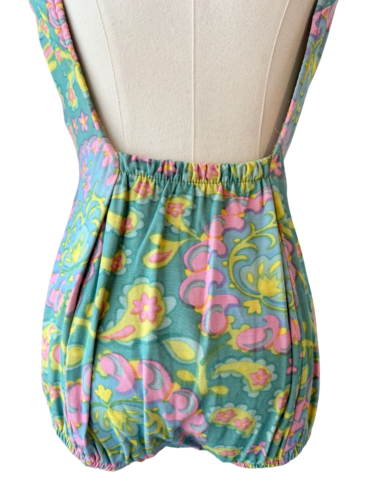1960s Perfection Fit by Roxanne Cotton Swim/Play Suit with Floral Paisley Print