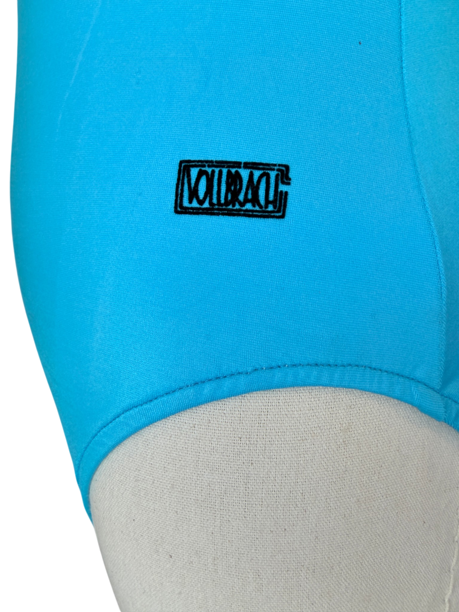 1970s Michael Vollbracht Teal One-Piece Bathing Suit with Triangle Bodice Detail