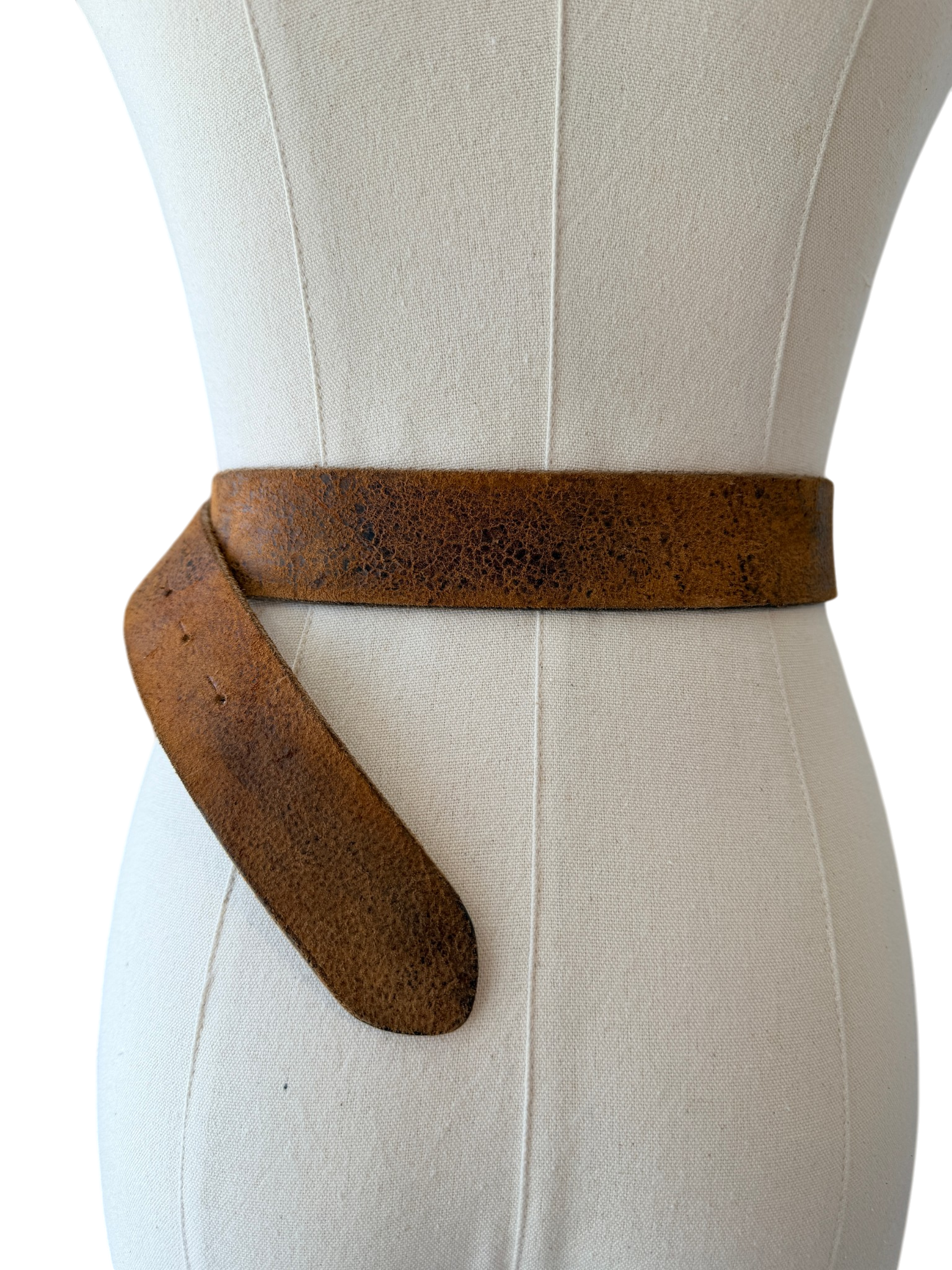 1990s Ralph Lauren Brown Leather Belt with Silver Stag Horn Buckle