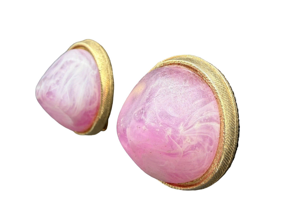 1960s Kramer Purple Marbled Lucite Clip-On Earrings