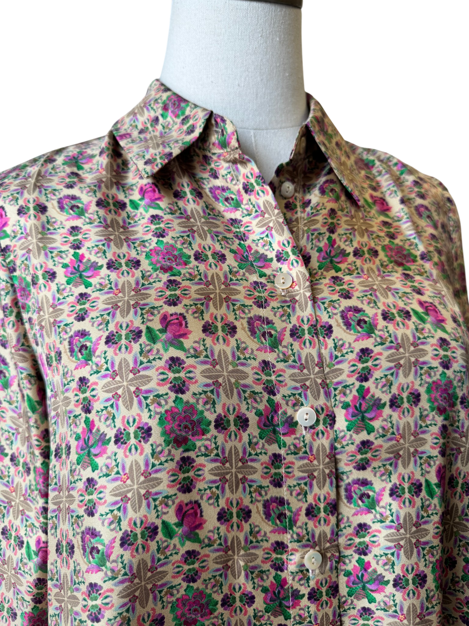 Momoni Silk Floral Button-Front Blouse