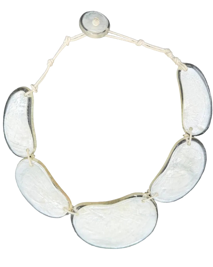 1980s Capiz Shell & Resin Graduated Statement Necklace on Cord