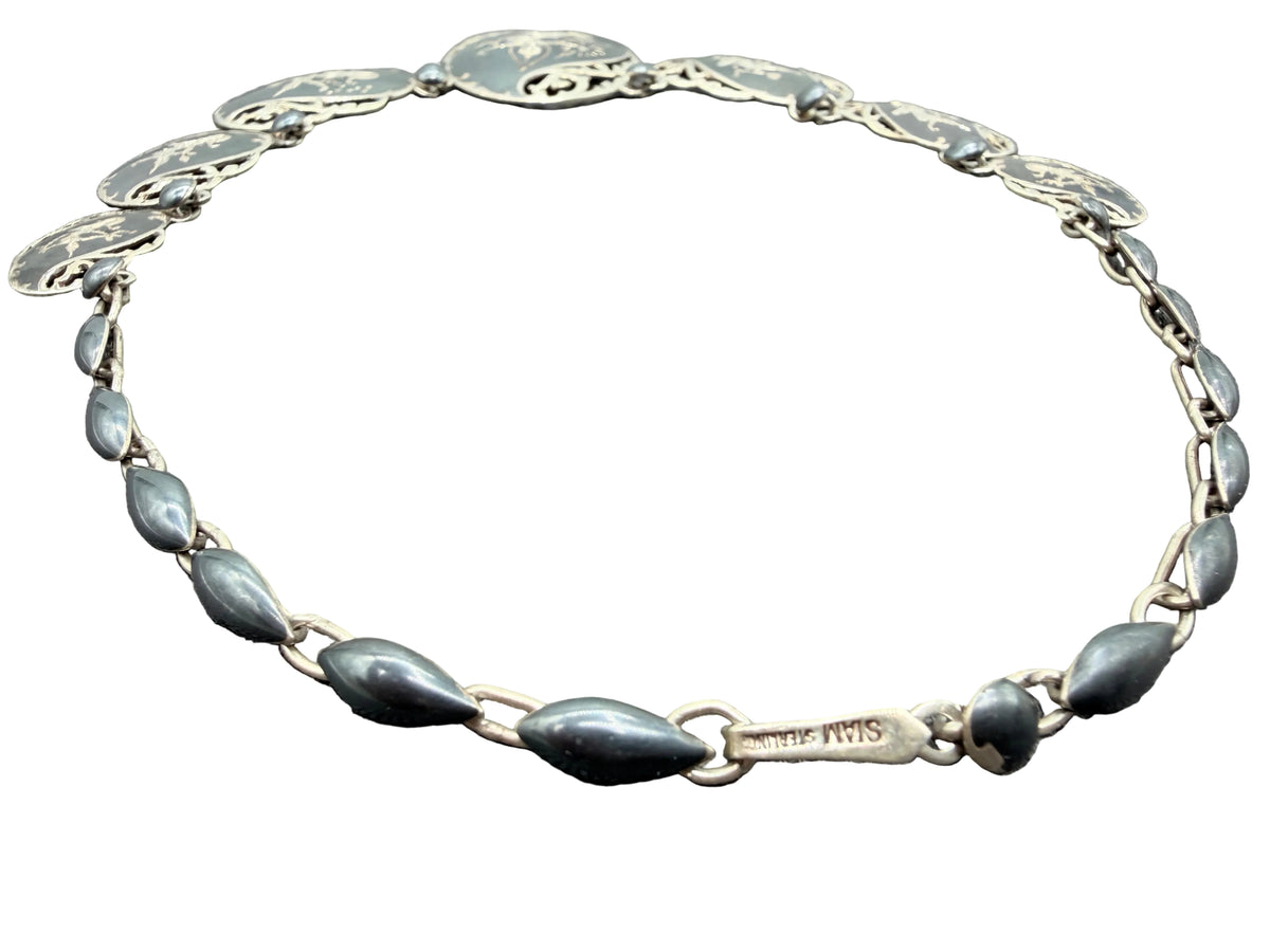1960s Siam Sterling Silver & Niello Inlay Necklace