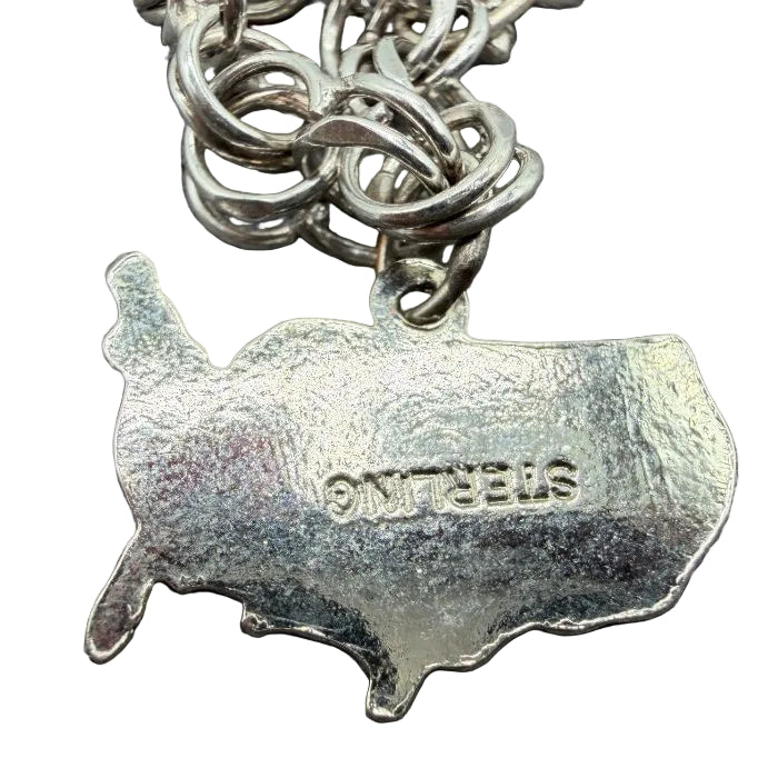 1970s API Sterling Silver Charm Bracelet with 10 Charms