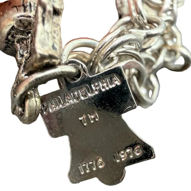 1970s API Sterling Silver Charm Bracelet with 10 Charms