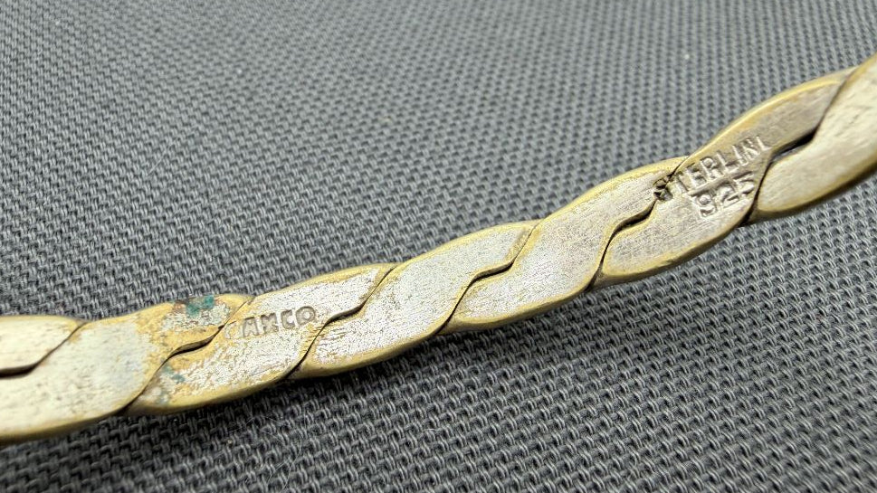 1960s Taxco Sterling Silver Flat Twisted Bangle Bracelet