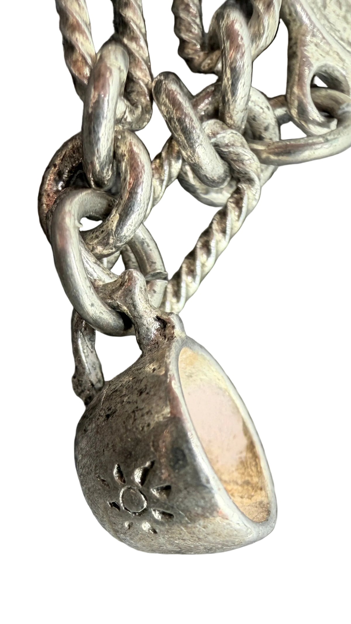 1980s Sterling Silver Charm Bracelet with 9 Cup & Saucer Charms