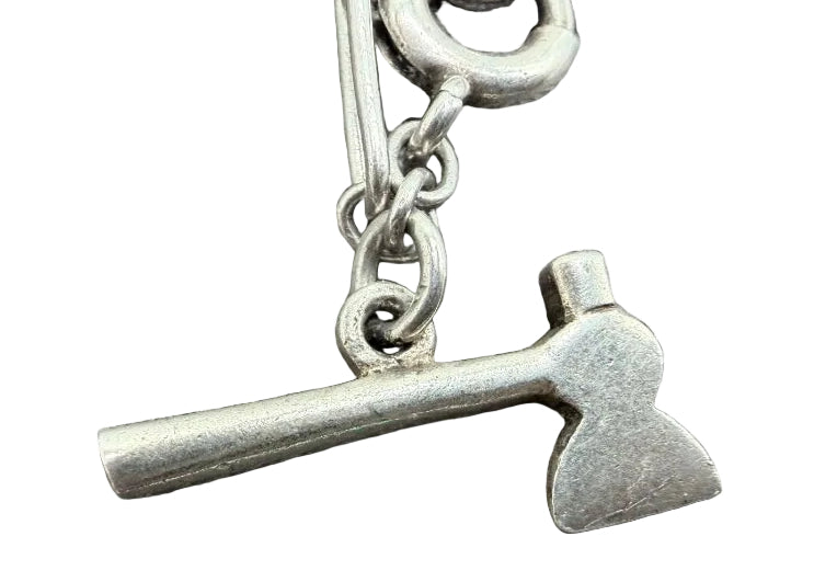 1970s Sterling Silver Paperclip Chain Charm Bracelet with 11 Charms