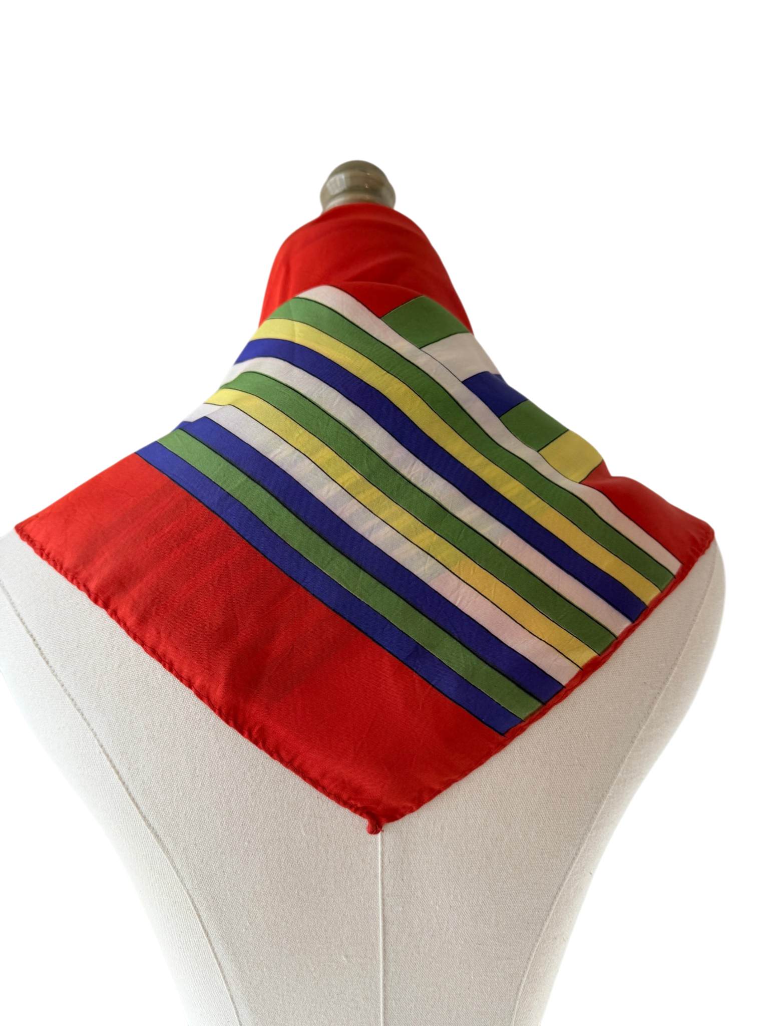 1960s Silk Primary Color Striped Scarf