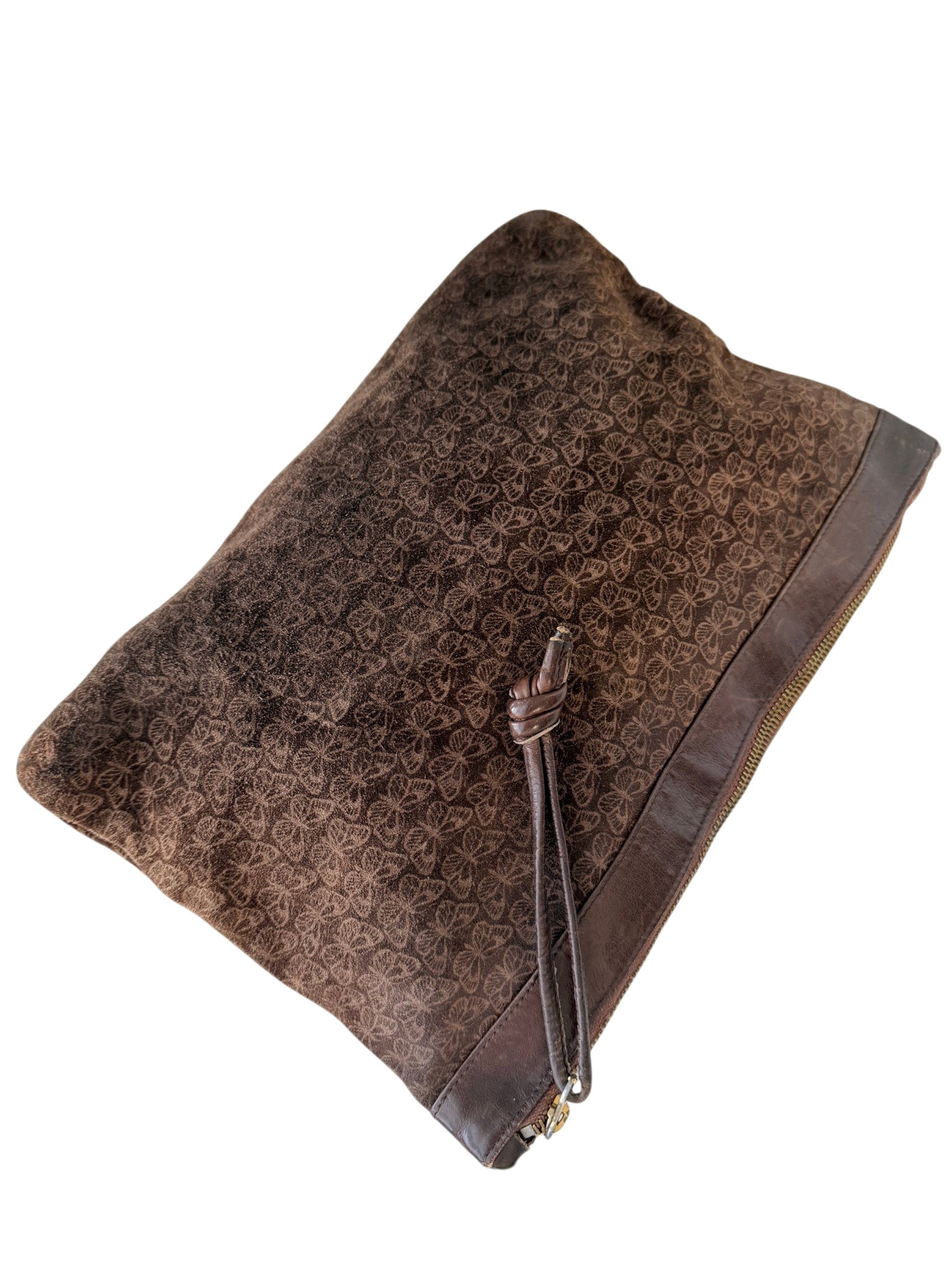 1970s Bottega Veneta Brown Suede Clutch with Butterfly Print