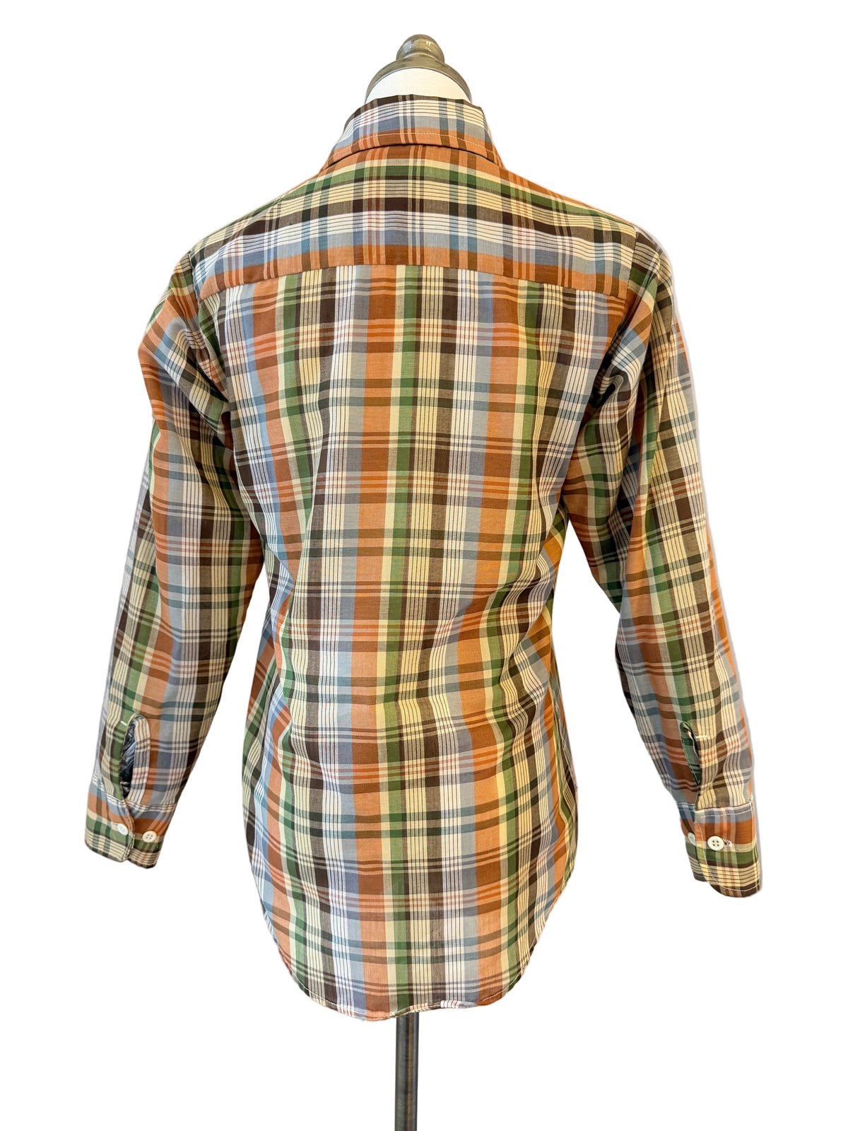1970s Levi’s Plaid Button-Front Shirt with Dagger Collar & Front Pockets