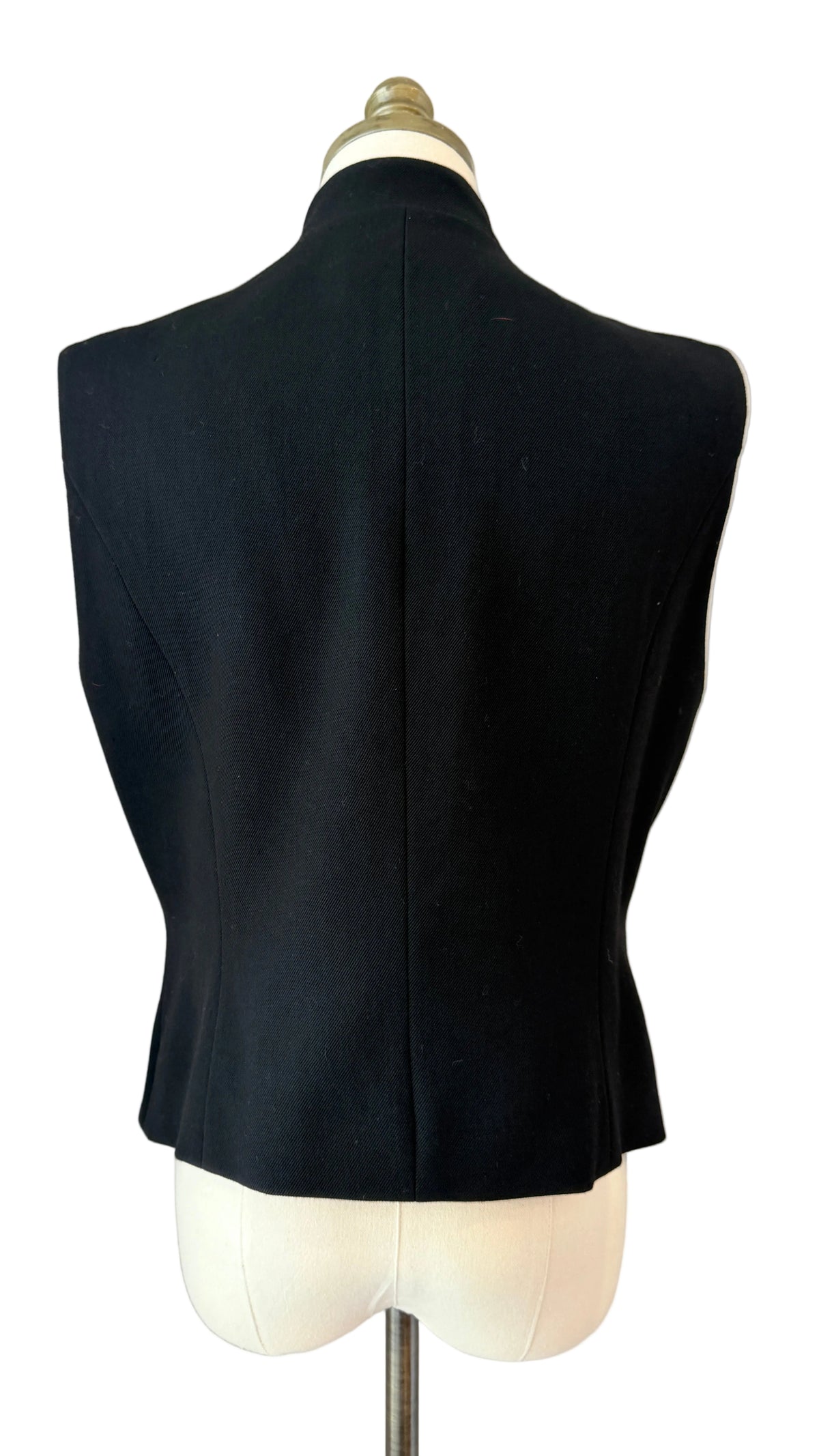 1980s DKNY Burgundy & Black Wool Military-Inspired Vest with Triple Brass Buttons