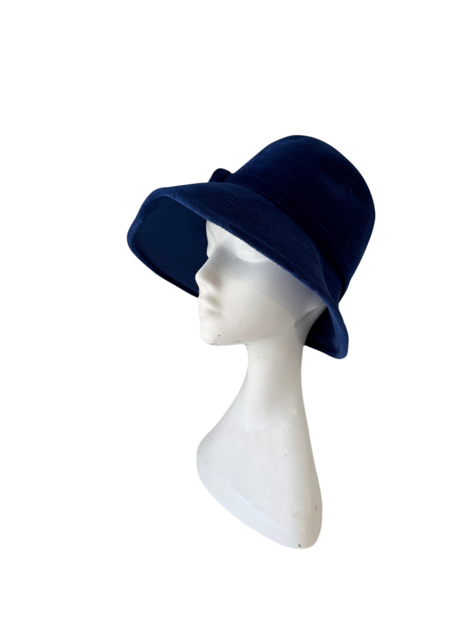 1950s Made in France for Saks Fifth Avenue Blue Velvet Cloche Hat