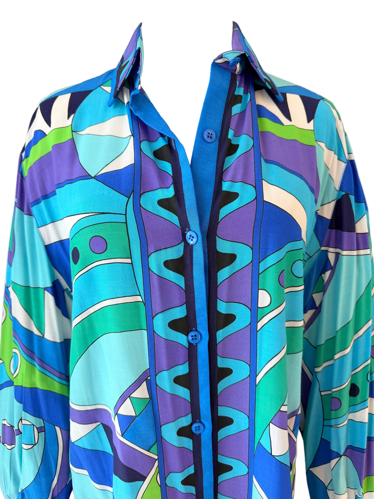 1970s Gottex Pucci-Inspired Mod Print Go-Go Button-Front Dress/Shirt