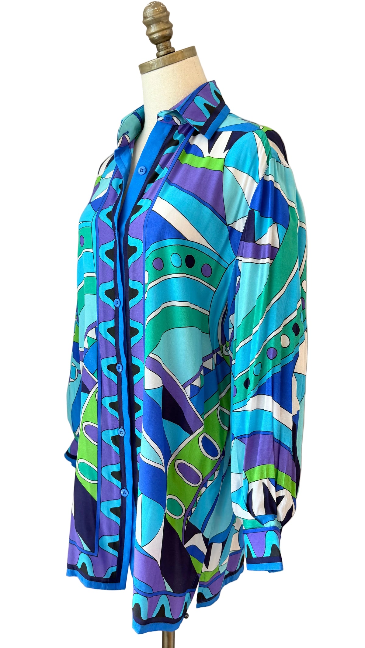 1970s Gottex Pucci-Inspired Mod Print Go-Go Button-Front Dress/Shirt