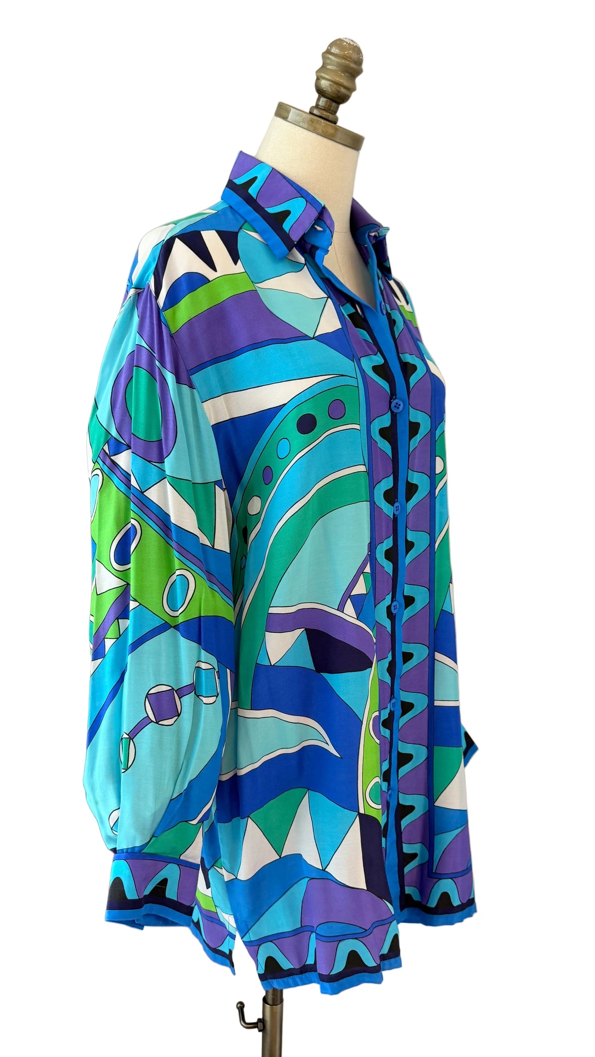 1970s Gottex Pucci-Inspired Mod Print Go-Go Button-Front Dress/Shirt