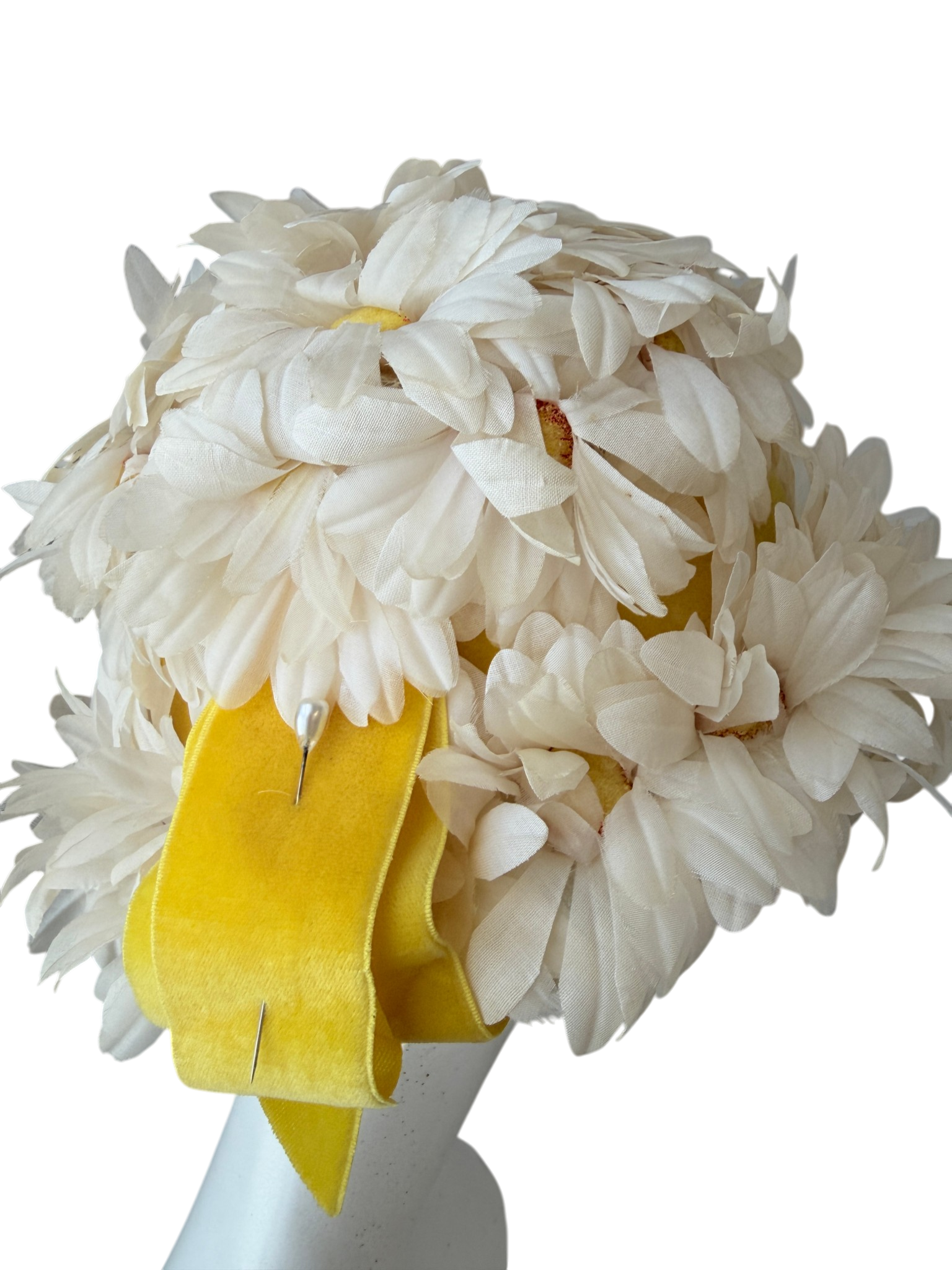 1950s Union Made Silk Daisy Floral Cloche Hat