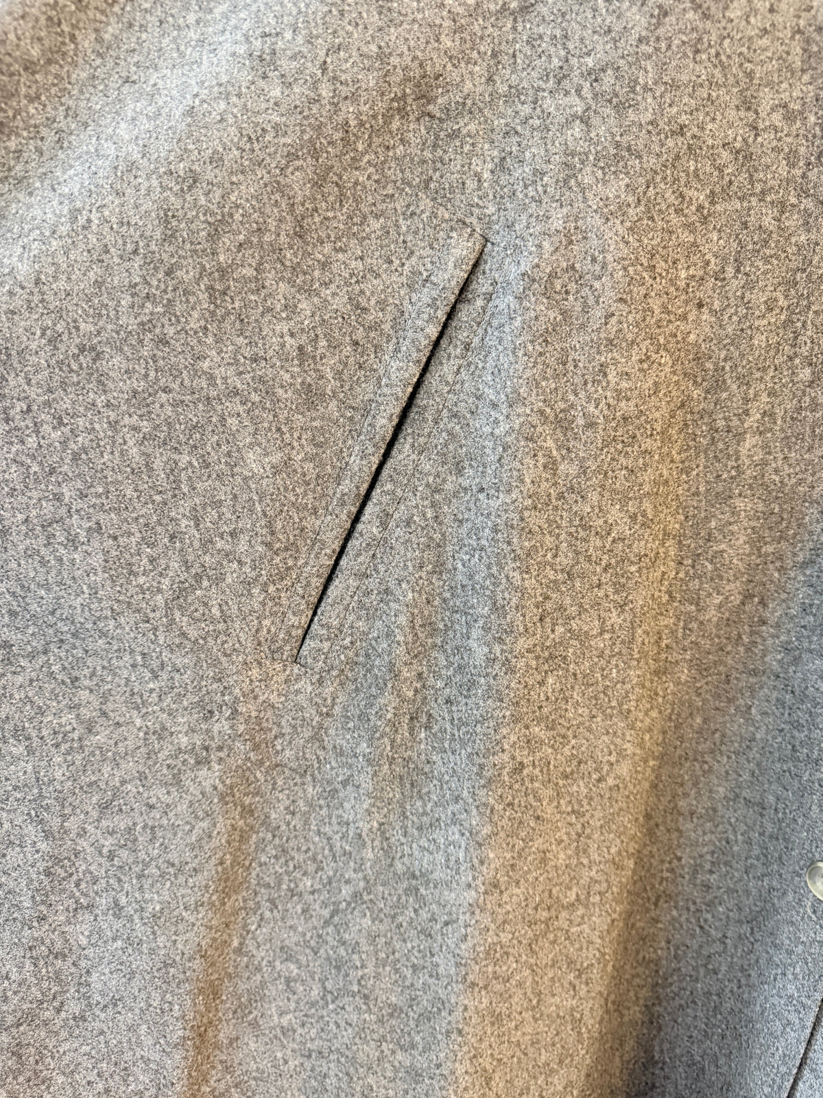 1970s Jaeger Grey Wool Button-Front Cape with Wrap Tie Neckline