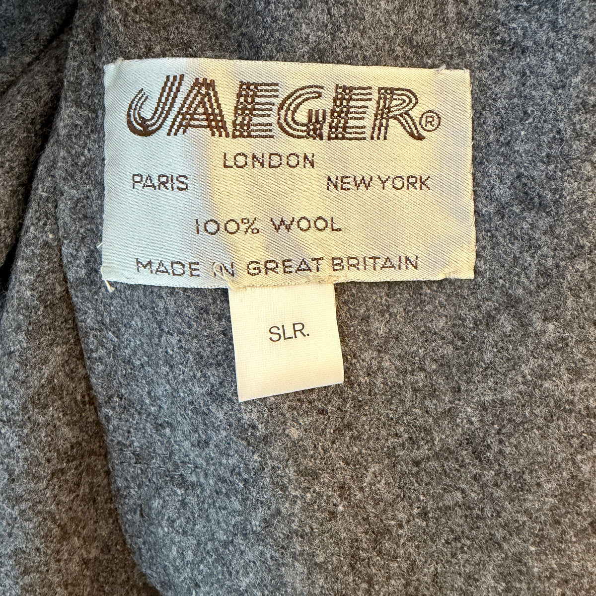 1970s Jaeger Grey Wool Button-Front Cape with Wrap Tie Neckline