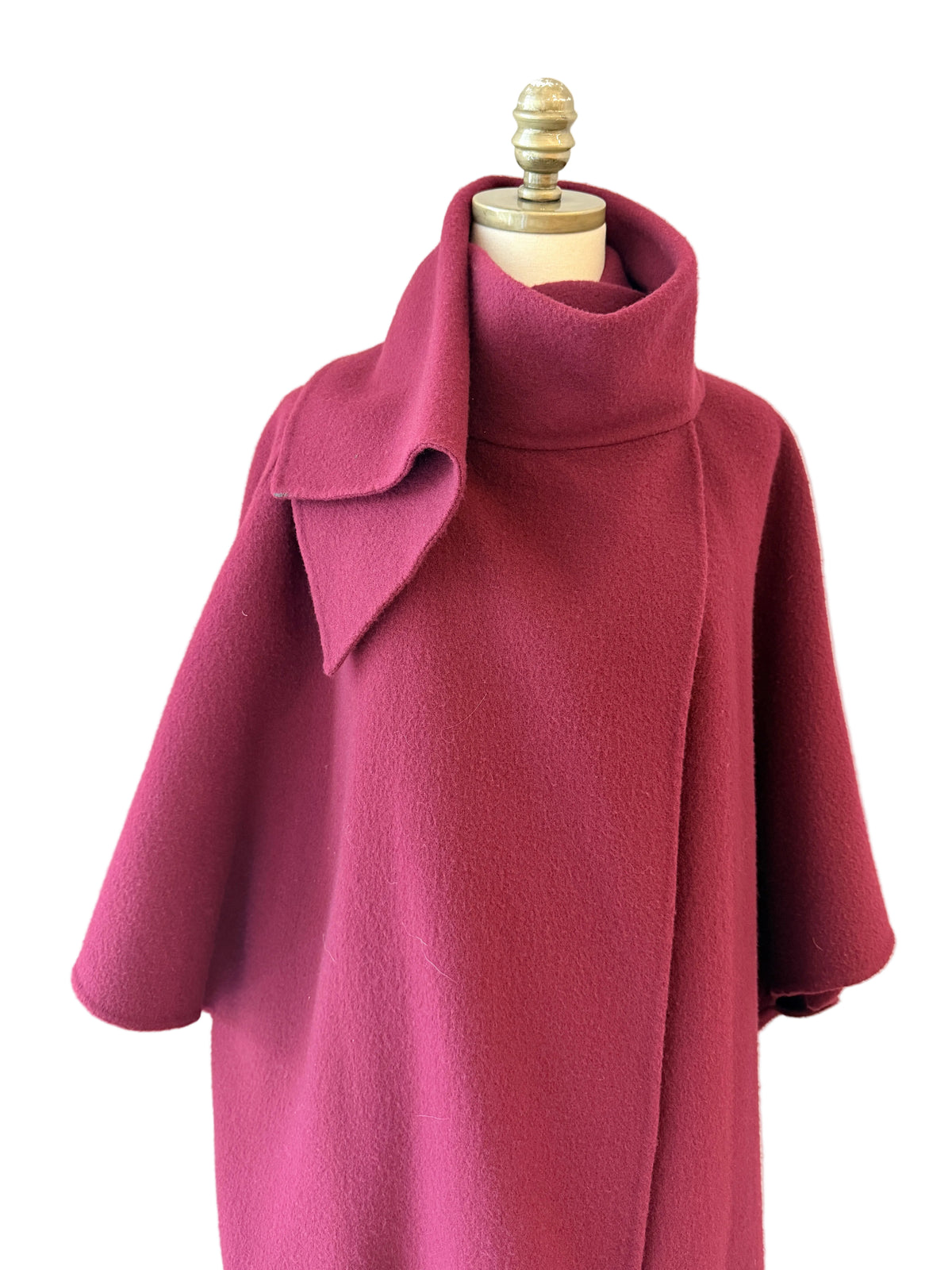 1980s Salvatore Ferragamo Burgundy Wool Wrap Cape