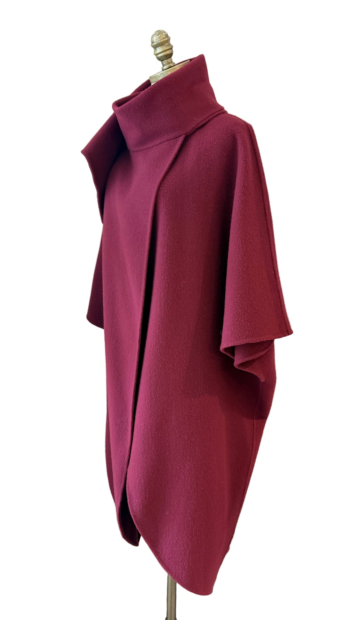 1980s Salvatore Ferragamo Burgundy Wool Wrap Cape