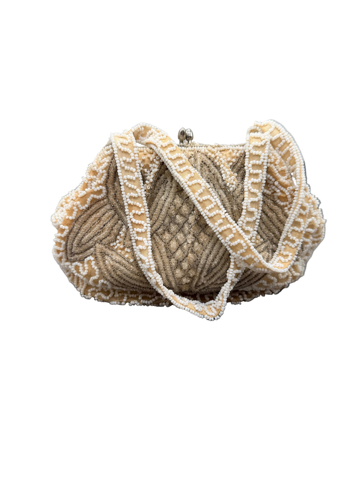 1930s Art Deco Belgian Ivory & Silver Embellished Evening Purse