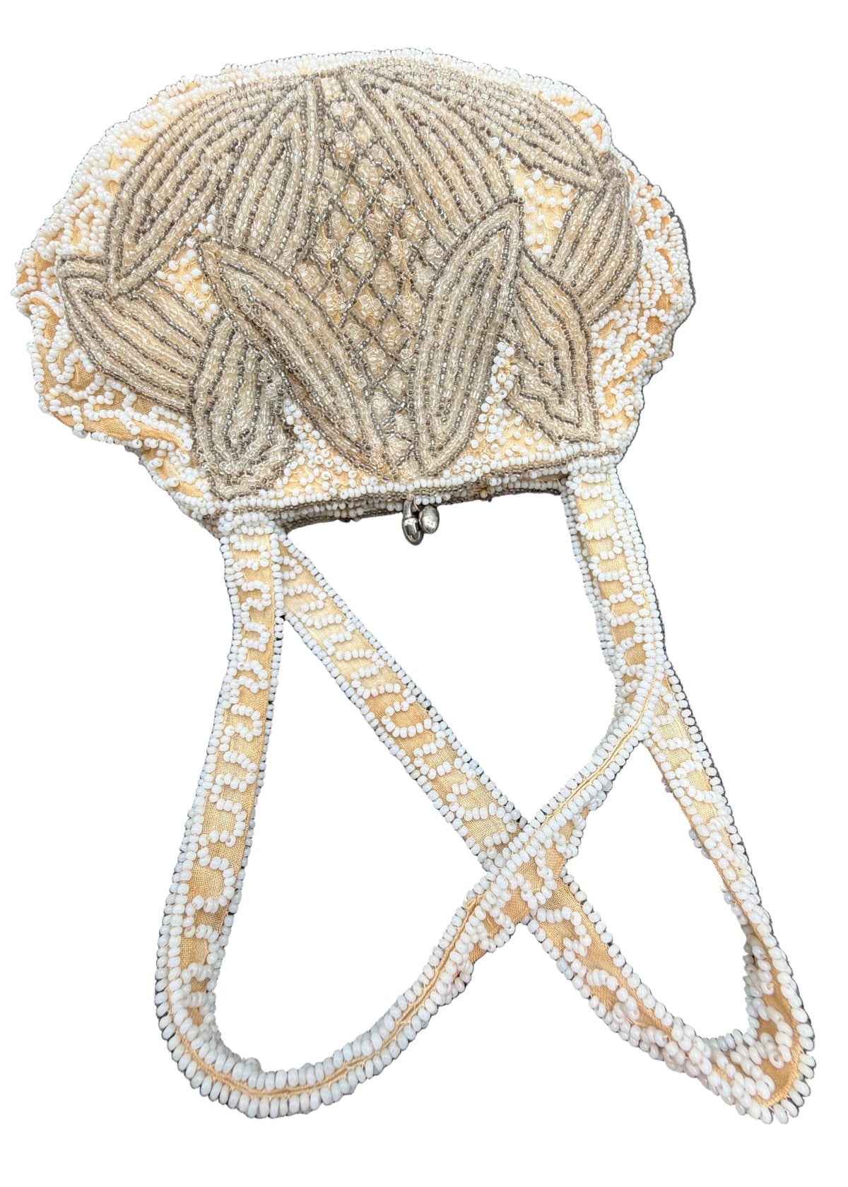 1930s Art Deco Belgian Ivory & Silver Embellished Evening Purse