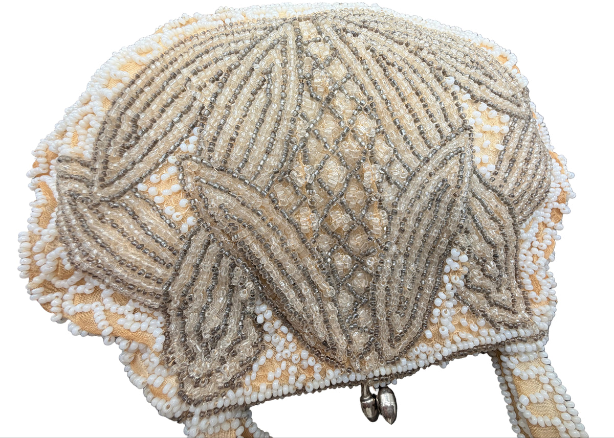 1930s Art Deco Belgian Ivory & Silver Embellished Evening Purse